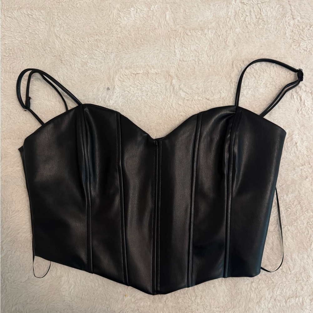 Zara Black Leather Corset